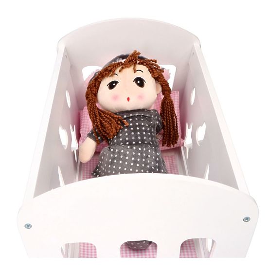 Fából készült bölcső paplanos babák számára