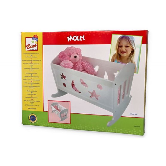 Fából készült bölcső paplanos babák számára