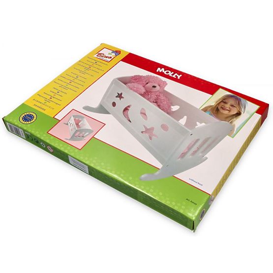 Fából készült bölcső paplanos babák számára