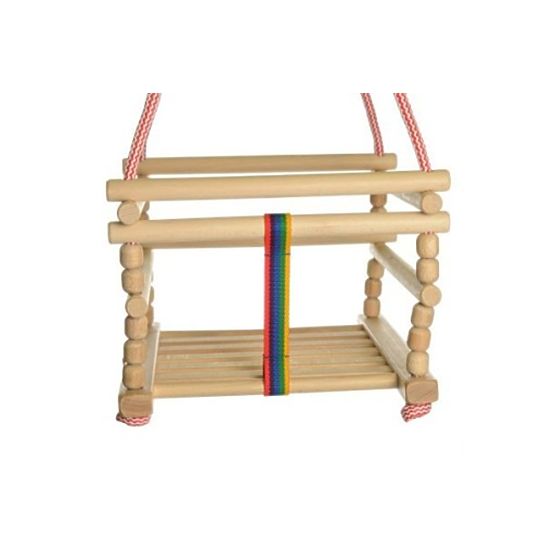 Fából készült hinta párnával - természetes