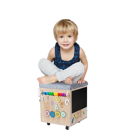 Fa Montessori Fa Tevékenységi Zsámoly - Természetes / Szürke