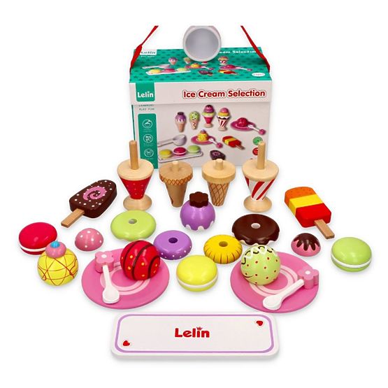 Fagylalt - fagylaltkészlet 25 art - játék fa