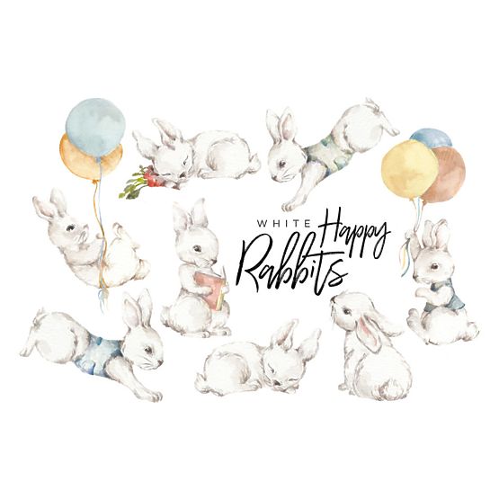 Faldekoráció DEKORNIK - Happy rabbits white