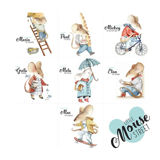 Faldekoráció DEKORNIK Little Mouse Street