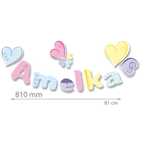 Fali dekoráció Betűk - Pasztell szívecske