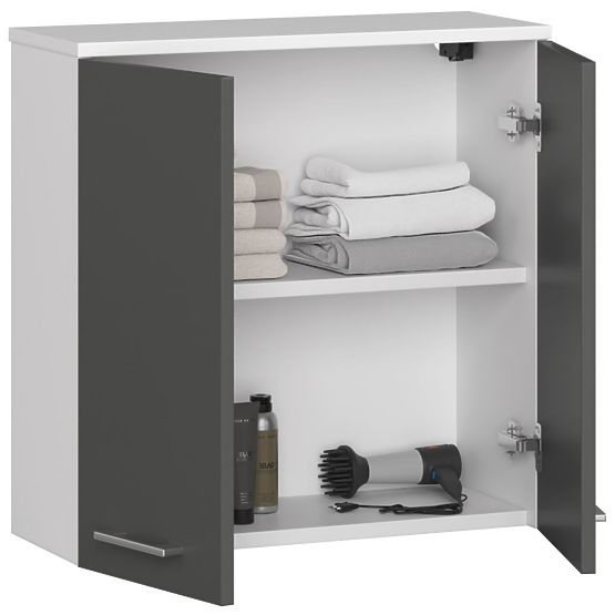 Fali szekrény W 60 cm FIN 2D - fehér-grafit szürke
