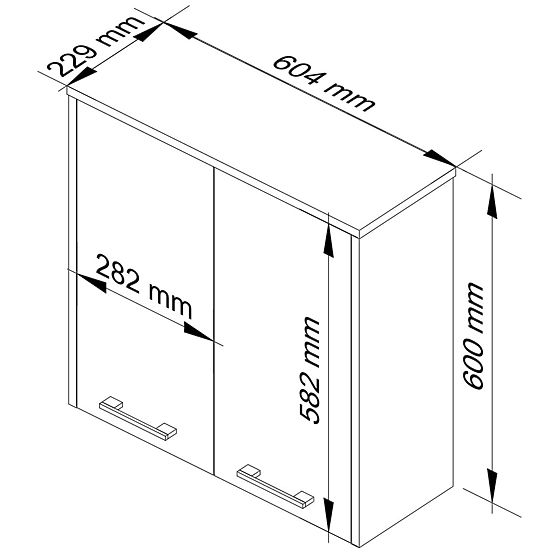 Fali szekrény W 60 cm FIN 2D - fehér-grafit szürke