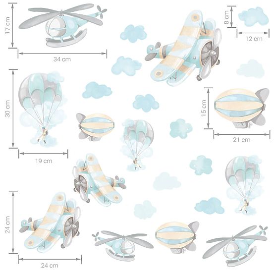 Falimatrica készlet - Repülőgépek és léggömbök 22 db