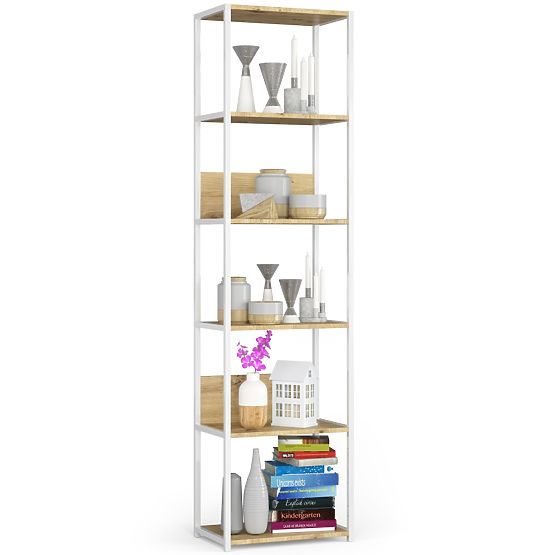 Fém loft polc 50 cm - fehér-tölgy artisan - 6 polc