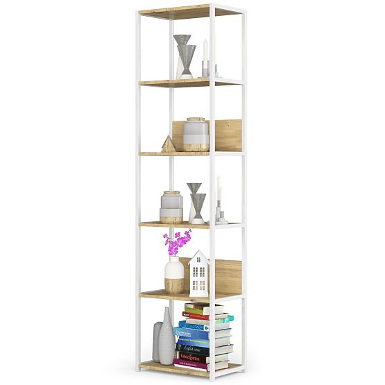 Fém loft polc 50 cm - fehér-tölgy artisan - 6 polc