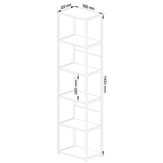 Fém loft polc 50 cm - fehér-tölgy artisan - 6 polc
