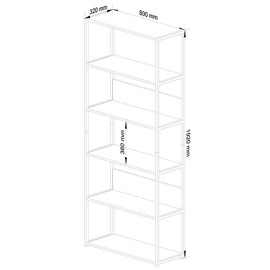 Fém loft polc 80 cm - fehér-sonoma tölgy - 6 polc