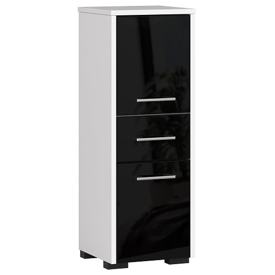 FIN FÜRDŐSZOBA SZEKRÉNY OSZLOP 30 2D 1SZ 85cm FEKETE FÉNYES
