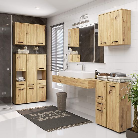 FIN FÜRDŐSZOBAI SZEKRÉNY 2 AJTÓ ARTISAN TÖLGY