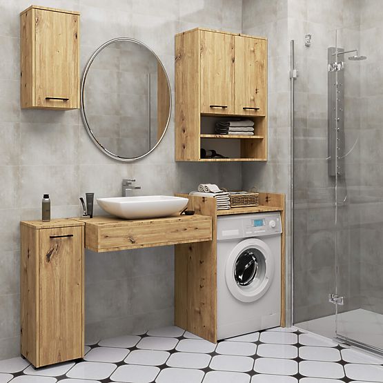 FIN FÜRDŐSZOBAI SZEKRÉNY 2 AJTÓ ARTISAN TÖLGY