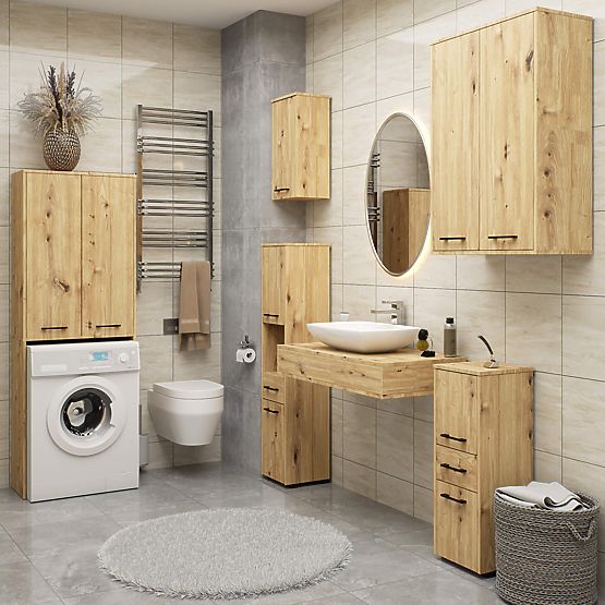 FIN FÜRDŐSZOBAI SZEKRÉNY 2 AJTÓ ARTISAN TÖLGY