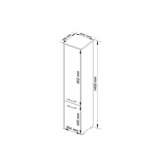 FIN FÜRDŐSZOBAI SZEKRÉNY OSZLOP 30 2D 140cm FEHÉR FÉNYES