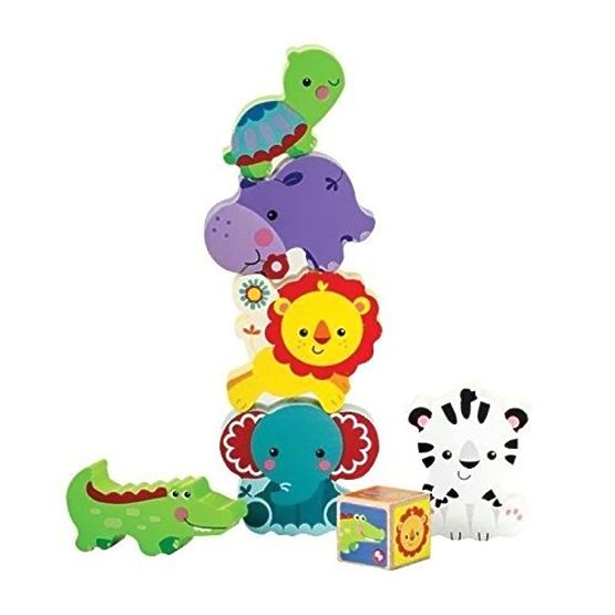 Fisher Price - állatkás fa toronyépítő játék