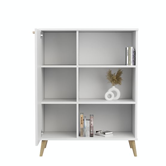 Fondi fehér, skandináv stílusú szekrény polcokkal