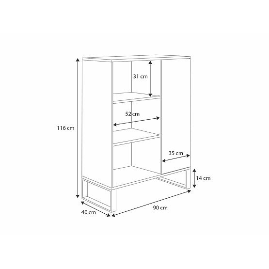 Fondi szekrény arany craft tölgy - fekete, loft stílus
