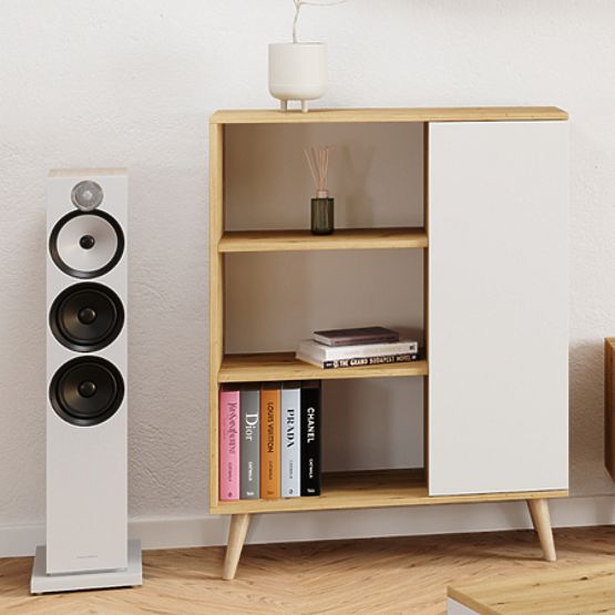 Fondi vitrin polc fa lábakkal Tölgy artisan fehér