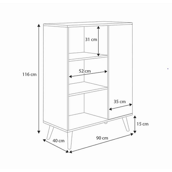 Fondi vitrin polc fa lábakkal Tölgy artisan fehér
