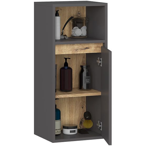 FÜGGŐ FÜRDŐSZOBAI SZEKRÉNY VAMI W35 1D 1W GRAFIT SZÜRKE / ARTISAN TÖLGY