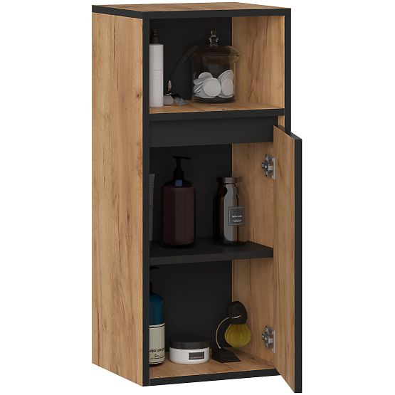 FÜGGŐ FÜRDŐSZOBAI SZEKRÉNY VAMI W35 1D 1W TÖLGY CRAFT / FEKETE