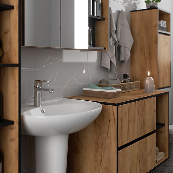 FÜGGŐ FÜRDŐSZOBAI SZEKRÉNY VAMI W35 1D 1W TÖLGY CRAFT / FEKETE