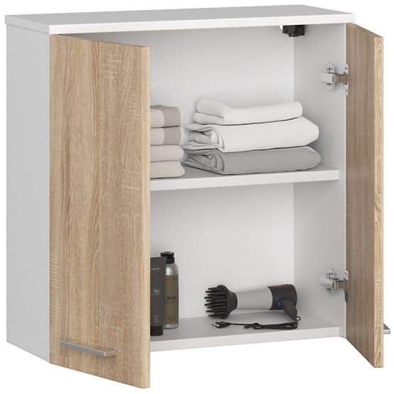 FÜGGŐS SZEKRÉNY 60 cm SZÉLES FIN 2D FEHÉR / SONOMA