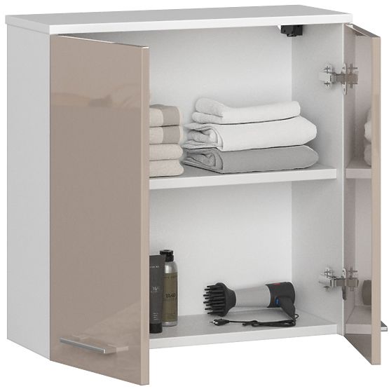 Függőszekrény W 60 cm FIN 2D - fehér-cappuccino fényes