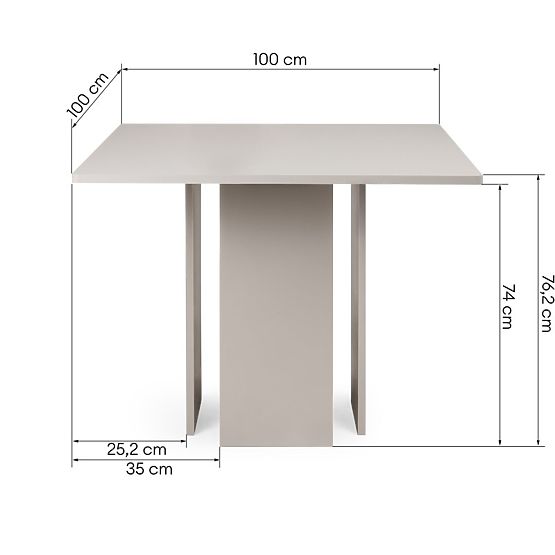 Gasper étkezőasztal 100 cm, négyzet alakú, kasmír