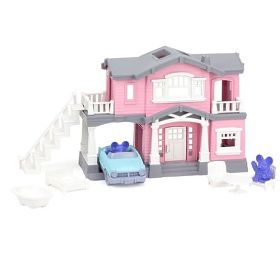 Green Toys Rózsaszín ház 9 db tartozékkal