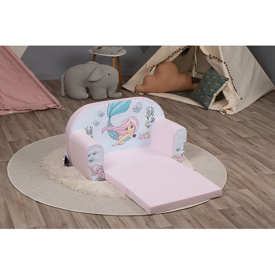 Gyerek kanapé Sellő - rózsaszín-fehér