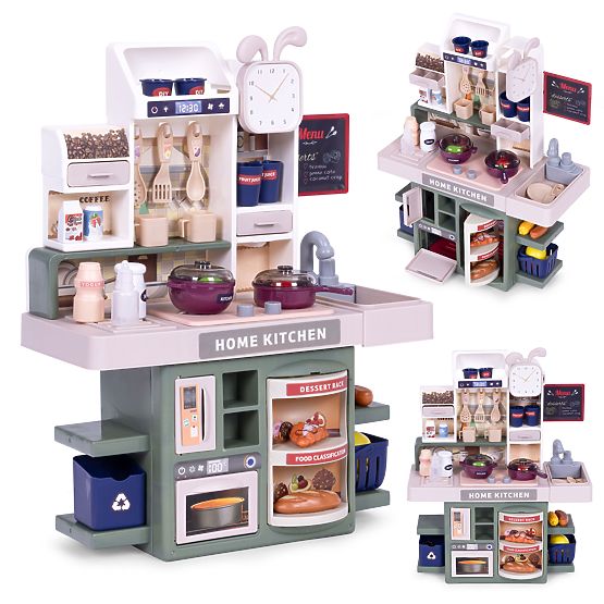 Gyerek konyha hangokkal, LED, gőzgenerátorral, 35 kiegészítővel