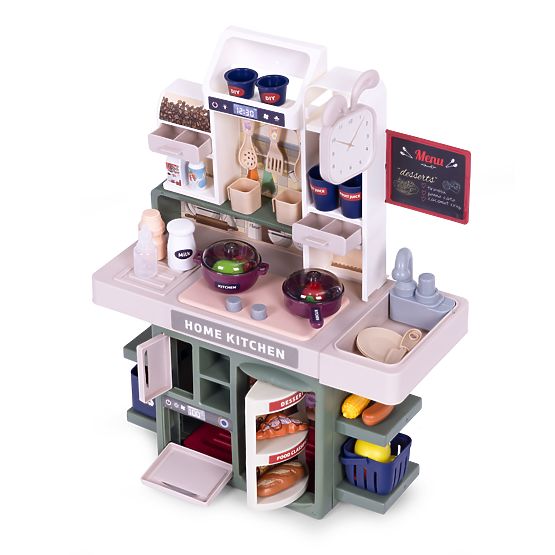 Gyerek konyha hangokkal, LED, gőzgenerátorral, 35 kiegészítővel