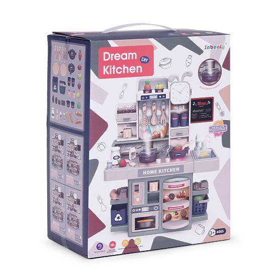 Gyerek konyha hangokkal, LED, gőzgenerátorral, 35 kiegészítővel