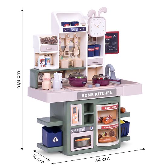 Gyerek konyha hangokkal, LED, gőzgenerátorral, 35 kiegészítővel
