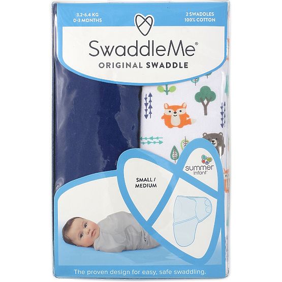 Gyerek pólya SwaddleMe S - kék / erdő - 2db