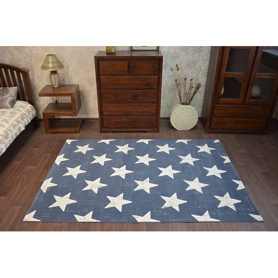 Gyerek szőnyeg kék - fehér csillagok 
