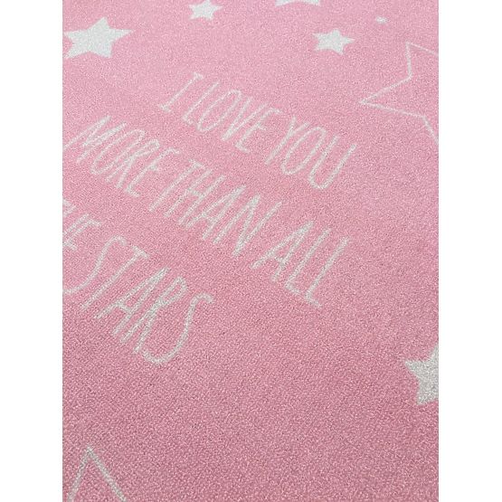 Gyerek szőnyeg LOVE YOU STARS - rózsaszín/fehér