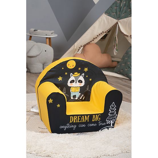 Gyerekfotel Mosómedve - fekete-sárga