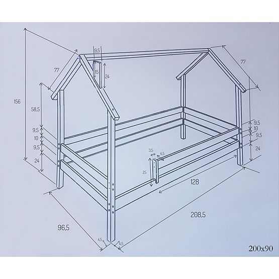 Gyerekházi ágy Frank SCANDI - fehér-natúr