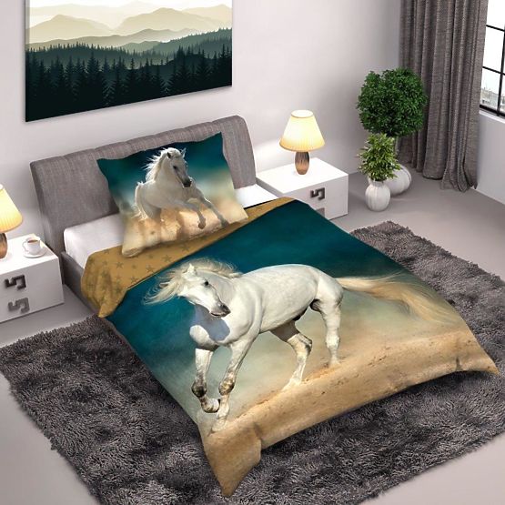 Gyermek ágynemű 140x200 cm + 70x90 cm Fehér ló