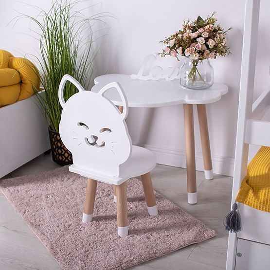 Gyermek asztal székekkel - Cat - fehér