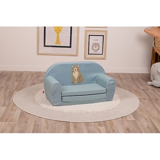 Gyerek kanapé Medve zöld kordbársony