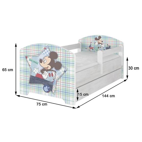 Gyerekágy leesésgátlóval - Mickey barátai - norvég fenyő