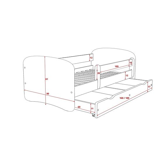 Gyermekek ágy  akadály - szuperhősök - fehér
