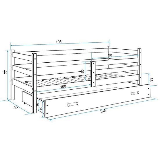 Gyermekek ágy Erik 190x80 cm - természetes-blue