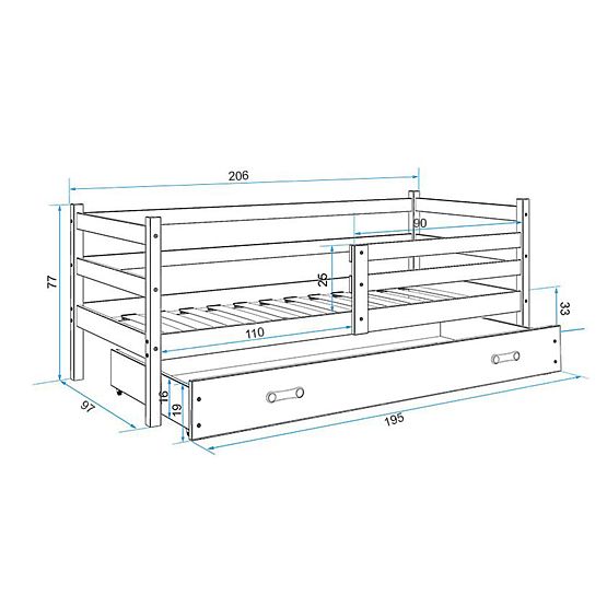 Gyermekek ágy Erik - szürke